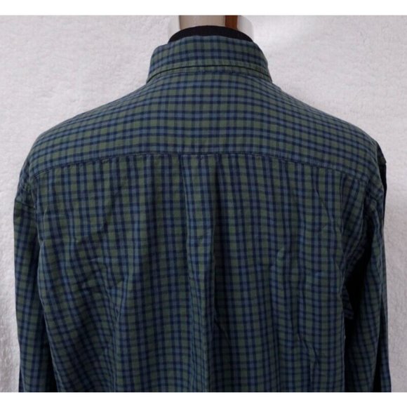 Dockers Men Large Green Blue Stripe Long Sleeve Button Up Embroidered Logo Shirt - Picture 7 of 11